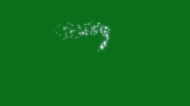 Magic Sparkling Glitter Line with Fairy Dust Wand, Twinkling White Stars, Glowing Particle Trail, Shimmering Bokeh Light, Elegant Luxury Star Transition, Smooth Sparkle Motion on green Background 4K