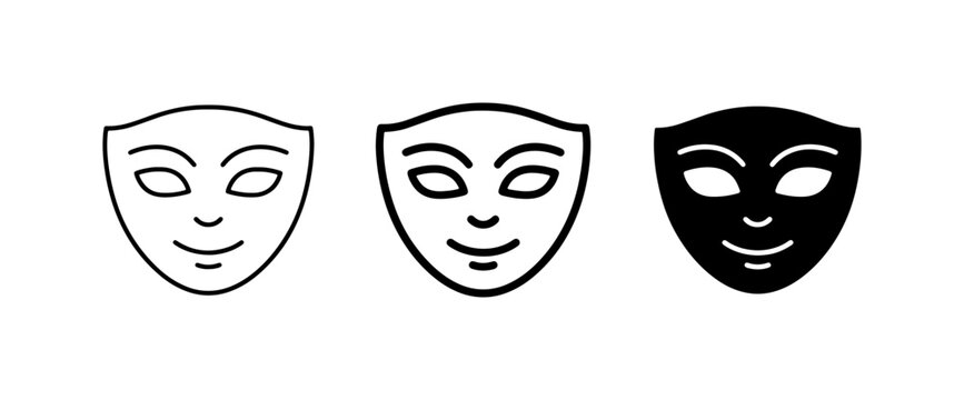 Theater Masks, Comedy and Tragedy Icons, Performance Symbols, Dramatic Faces