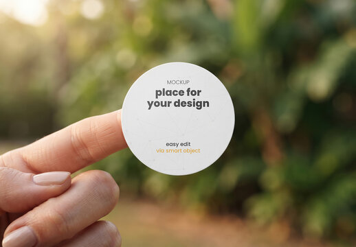 Finger with Circular Sticker Mockup