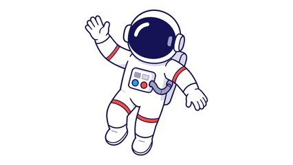 Cute cartoon astronaut waving in space suit isolated on white © Artstock