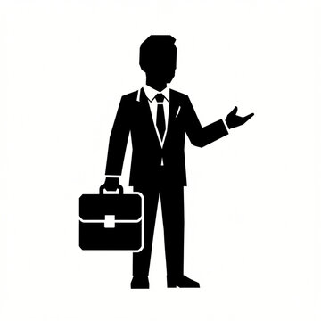 Businessman carring briefcase in many angels.Broefcase andman icon.