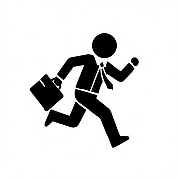 Businessman carring briefcase in many angels.Broefcase andman icon.