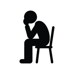 Fototapeta premium Depress, sad, stress man icon design. Icon men depress siting on chair. Men sad icon design