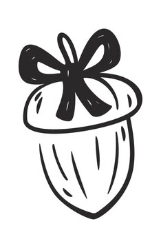 Acorn With Bow Holiday Doodle