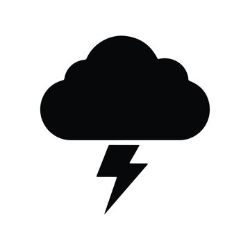 Simple cloud and lightning vector icon.