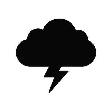Simple cloud and lightning vector icon.