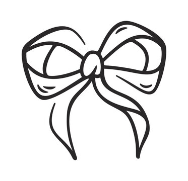 Bow Knot Gift Ribbon Line Art