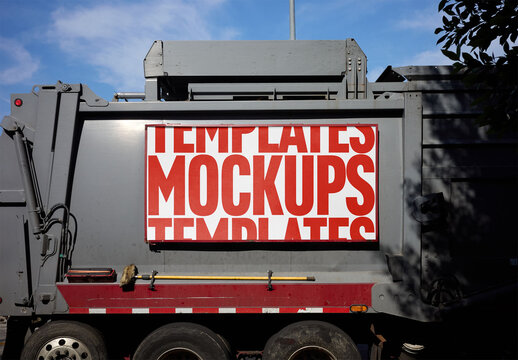 Mockup Of Customizable Advertisement On Refuse Truck
