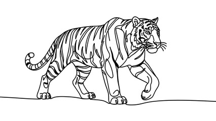 Obraz premium Tiger walking illustration on white background.