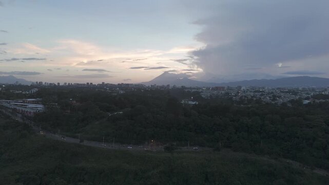 sunset over the mountains in Guatemala