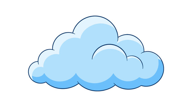 Blue cartoon cloud icon isolated on white background