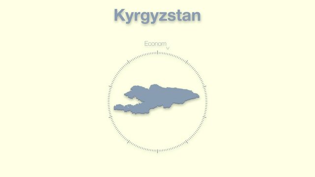kyrgyzstan MAP revealing minimalistic animated data analytics for presentations, videos, corporate, documentery 