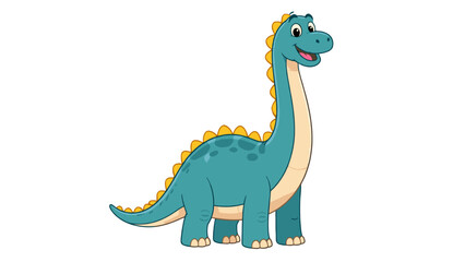 Cute blue cartoon dinosaur character isolated on white background © Artstock