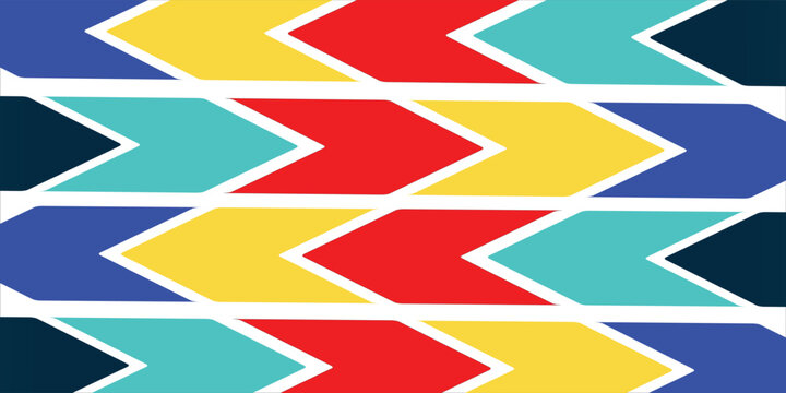 Colorful flat chevron arrows pointing to the right showing progression or step-by-step process on white background