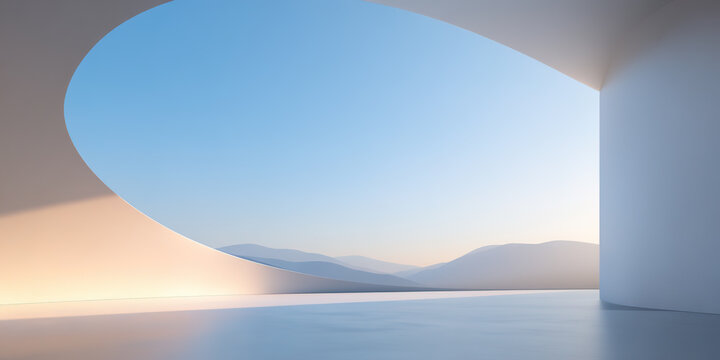 White minimalist building parking lot artificial space
