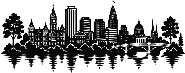 Syracuse New York Skyline Silhouette Vector Illustration © Ben