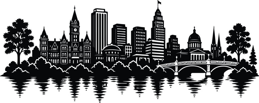 Syracuse New York Skyline Silhouette Vector Illustration