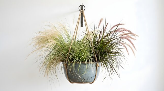 Green grass in a tin tub on a white background