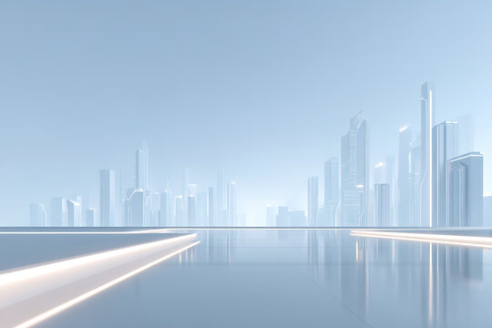 Car parking building platform artificial space on city skyline background