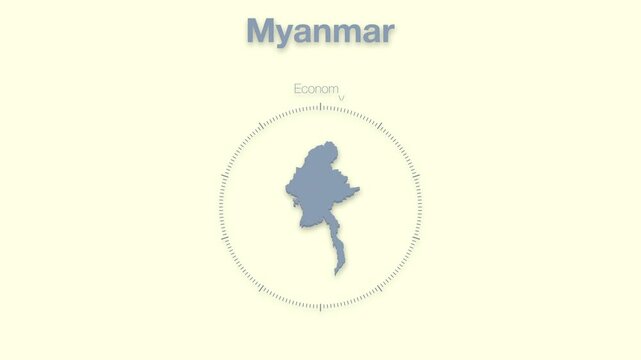 Myanmar(Burma) MAP revealing minimalistic animated data analytics for presentations, videos, corporate, documentery 