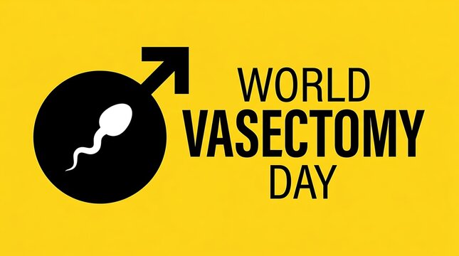 World vasectomy day minimal graphic on yellow background with vasectomy