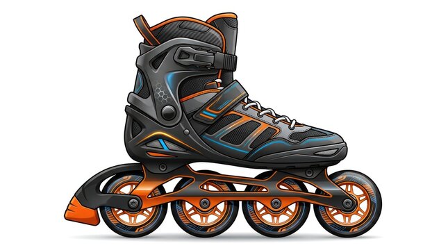 Close-up of inline skates ready for action. High-performance urban rollerblades with durable wheels and sleek design.