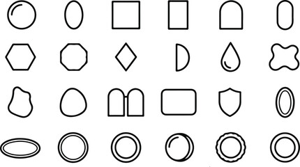 Set of various mirror icons including wall mounted handheld and vanity mirrors in a simple black line style © Maruf Hasan
