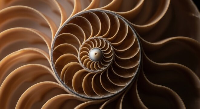 Intricate Spiral Pattern of a Nautilus Shell - A Natural Wonder.