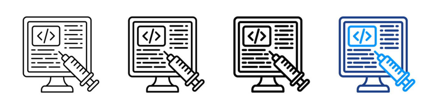 Code Injection Icon Different Style Outline Collection Set.
