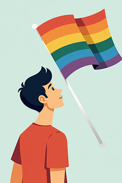Proud Individual Holding Vibrant Pride Flag in Sunny Urban Park, Radiating Joy and Acceptance with a Message of Love and Diversity