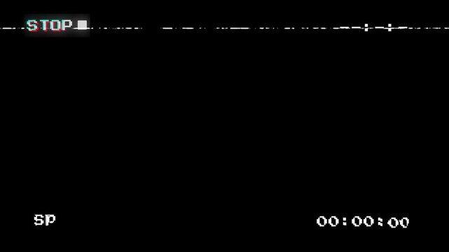 Retro VHS Stop Screen Animation with Analog Camcorder HUD 4k video