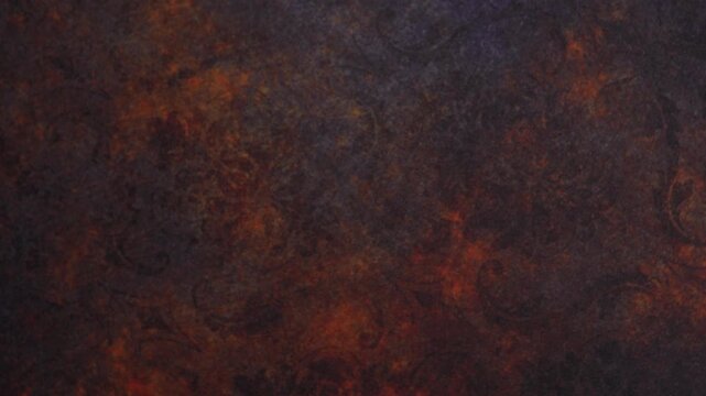Macro Shot of Moody Weathered Damask Pattern on Dark Copper Textured Surface