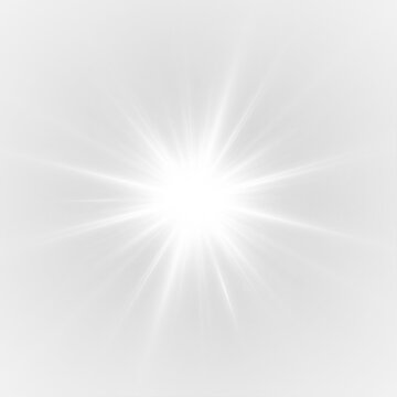 Bright Glowing Star Burst with Sparkling Particles and Light Rays. Silver Explosion with Shimmering Light Effect.