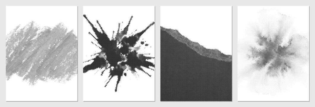 stipple halftone explosion splash poster abstract ink vector black splatter graphic liquid background element design messy fluid isolated