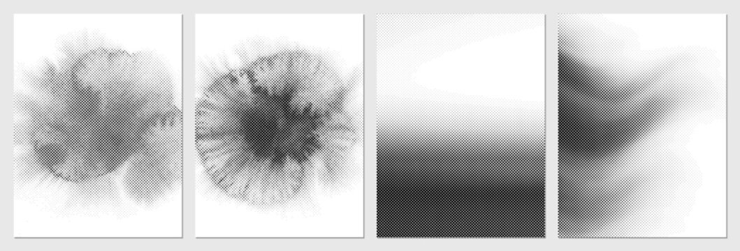 screentone halftone radial puff poster abstract gradient vector black smoke graphic background element design blur soft isolated illustration