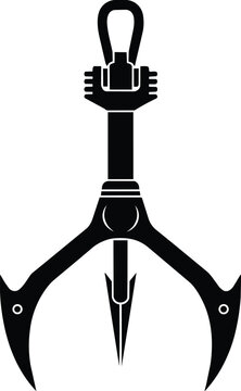 Tactical Grappling Hook Vector Icon Silhouette for Adventure Gear