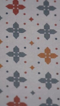 Vertical Panning Shot Of Abstract Floral Geometric Pattern Background