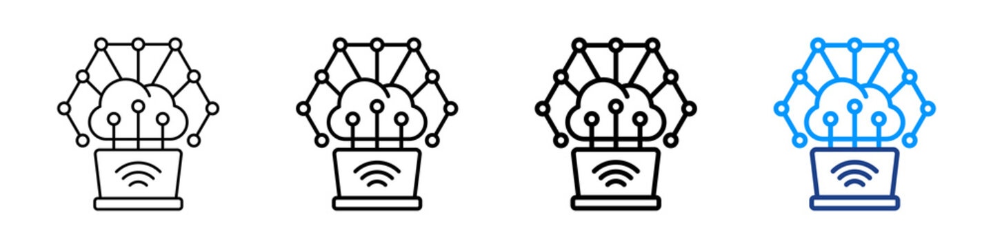 Edge Computing Icon Different Style Outline Collection Set.