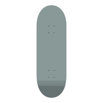 Minimalist grey skateboard deck isolated on transparent background
