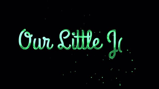 Our Little Joy Playful Mint Handwriting Animation with animated letter reveal rendered in 4K resolution transparent background