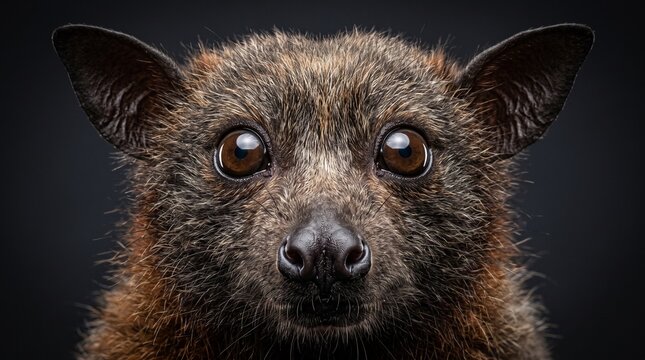 Close-up of a gray ring-tailed opossum looking alert