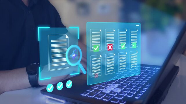 AI Document management concept, Artificial intelligence, check electronic documents