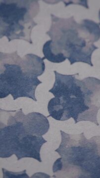 Vertical Panning Shot Of Abstract Blue Geometric Tile Pattern Background