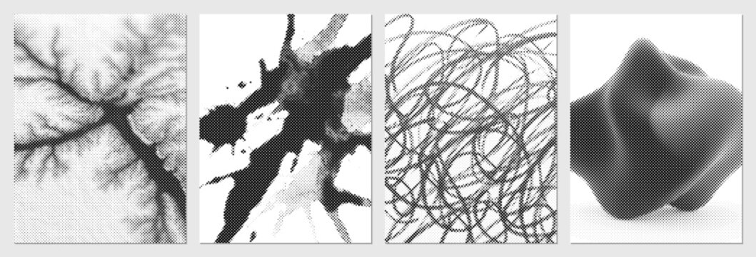 screentone halftone chaotic scribble poster abstract line vector black sketch graphic texture background element design drawn messy isolated
