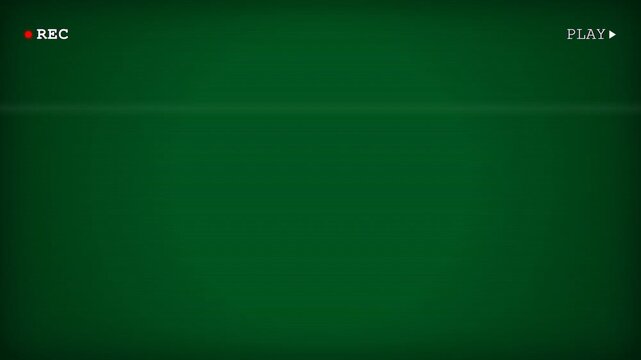 vhs camcorder screen overlay displaying a green background with vintage rec and play indicators for retro video production