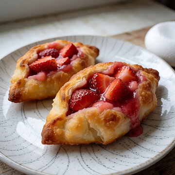 Pies, fried, cherries, apricots, strawberries, frying pan, dough.