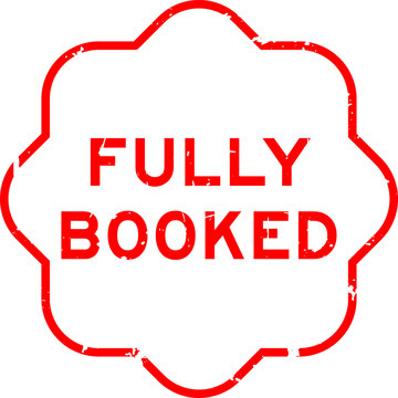 Grunge red fully booked word square seal stamp on white background