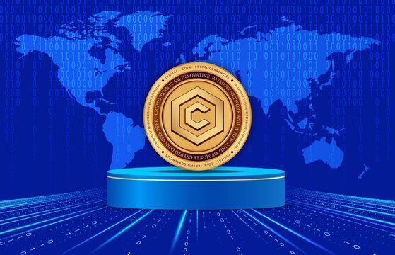 cronos-cro cryptocurrency logos on digital background. 3d illustrations.