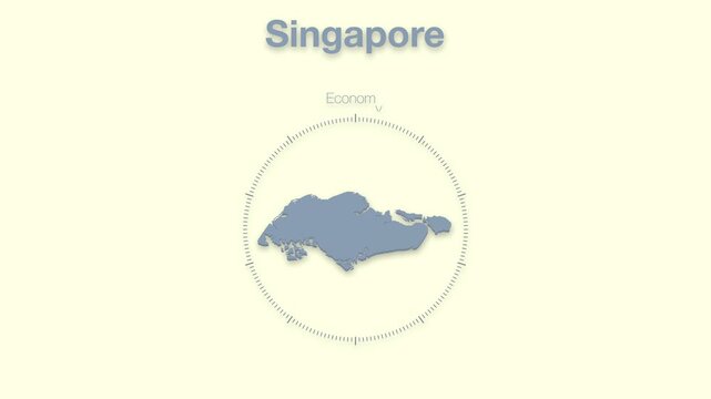 Singapore Map revealing minimalistic animated data analytics for presentations, videos, corporate, documentery 