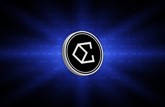 Ethena ENA virtual currency image in the digital background. 3d illustrations.